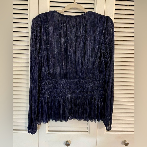 NWOT WHBM Metallic V-Neck Peplum Top - Picture 6 of 6